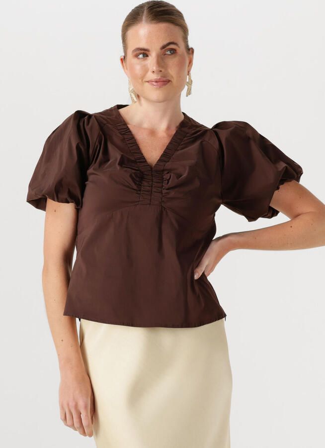 NEO NOIR Irina Poplin Blouse Donkerbruin Brown Dames - Foto 4