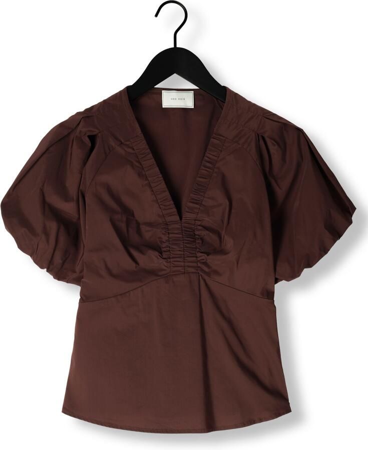 NEO NOIR Irina Poplin Blouse Donkerbruin Brown Dames