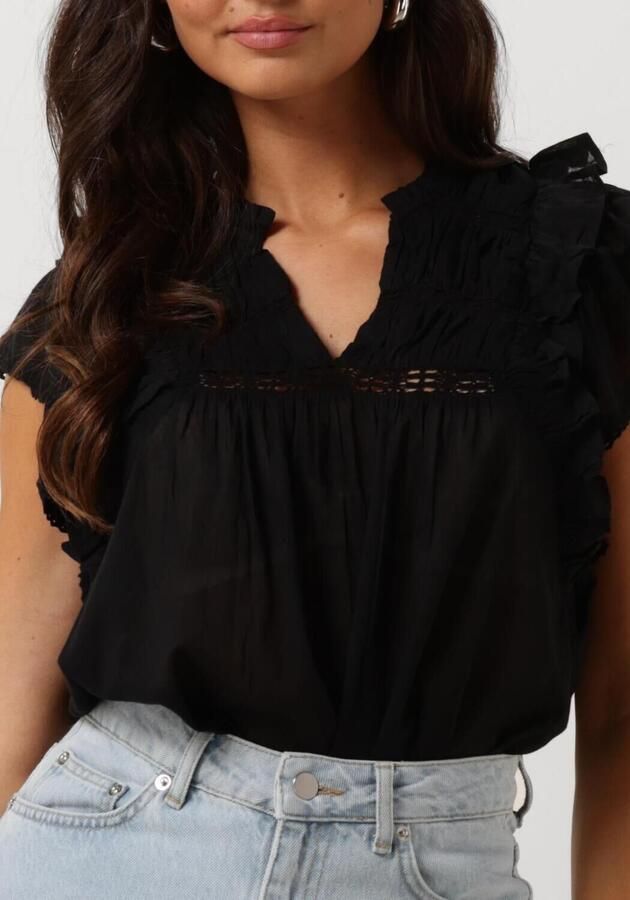 NEO NOIR Dames Blouses Jayla S Voile Top Zwart - Foto 3