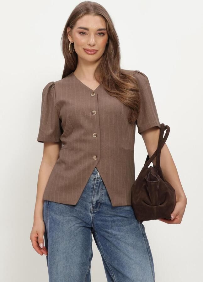 NEO NOIR Dames Blouses Jules Pinstripe Blouse Bruin