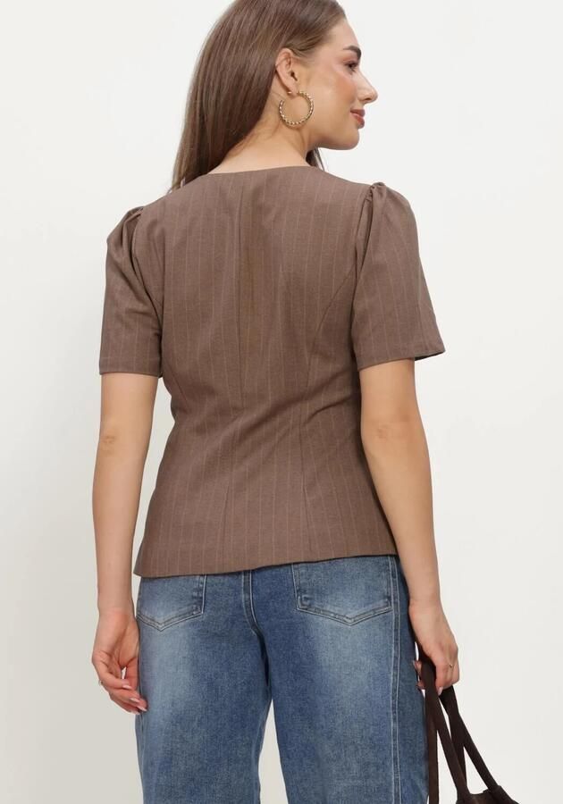 NEO NOIR Dames Blouses Jules Pinstripe Blouse Bruin - Foto 3