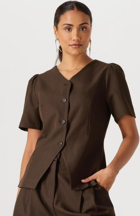 NEO NOIR Dames Blouses Jules Structure Blouse Bruin - Foto 4