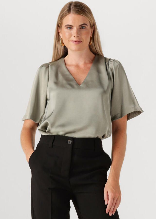 NEO NOIR Dames Blouses Largo Heavy Sateen Blouse Groen - Foto 4