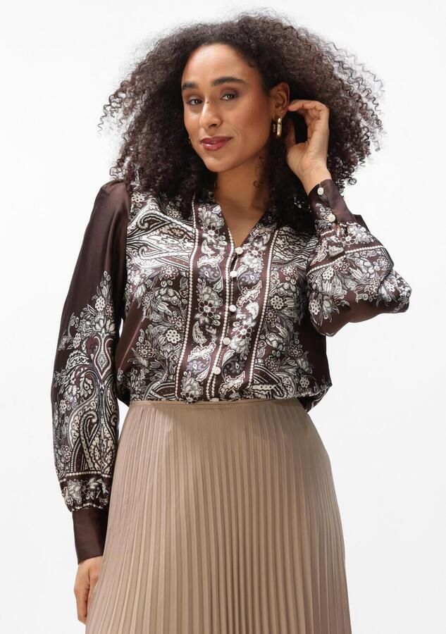 NEO NOIR Dames Blouses Massima Paisley Border Blouse Bruin