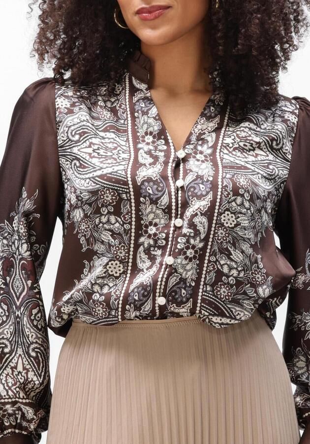 NEO NOIR Dames Blouses Massima Paisley Border Blouse Bruin - Foto 3