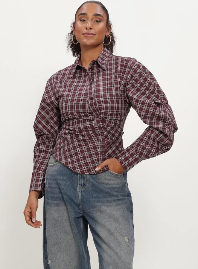 NEO NOIR Dames Blouses Neoella Medium Check Skirt Bordeaux