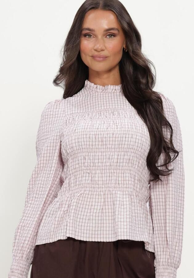 NEO NOIR Dames Blouses Possa Mini Check Blouse Lichtroze - Foto 4