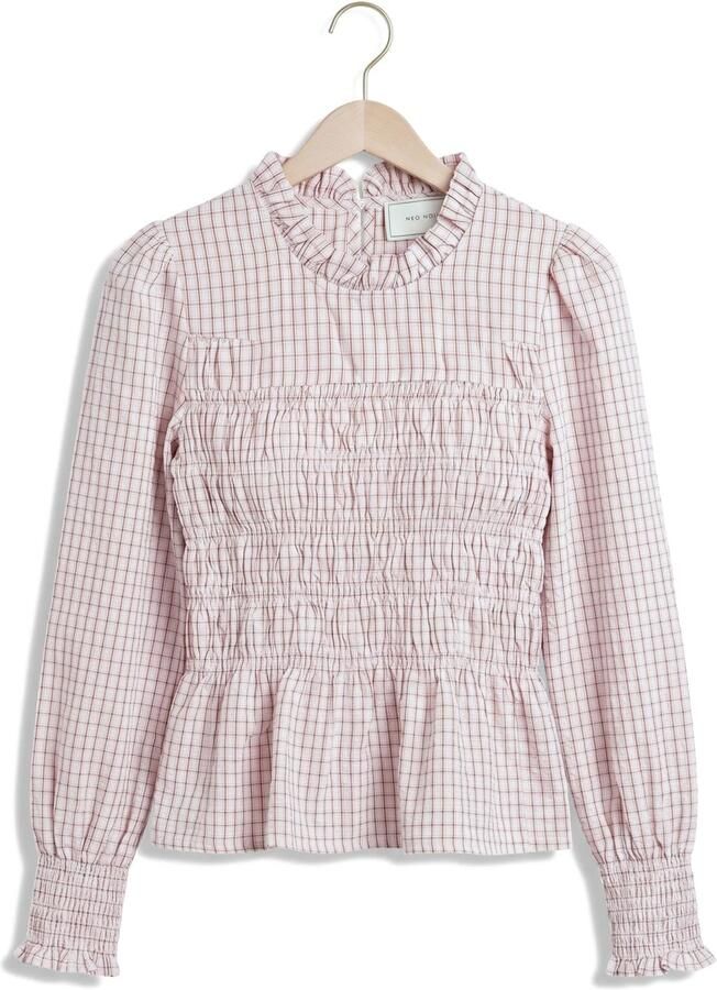 NEO NOIR Dames Blouses Possa Mini Check Blouse Lichtroze - Foto 2