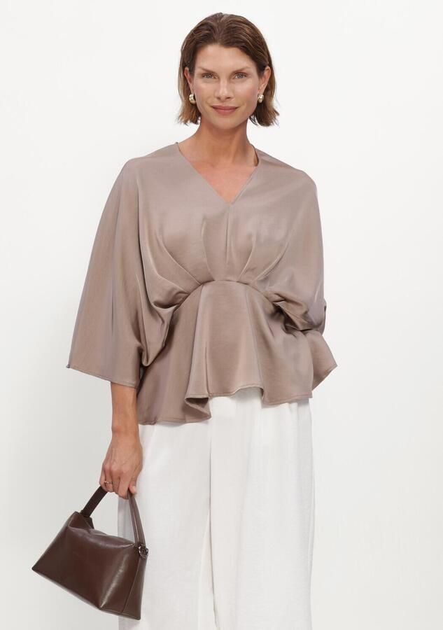 NEO NOIR Dames Blouses Rivina Heavy Sateen Blouse Taupe