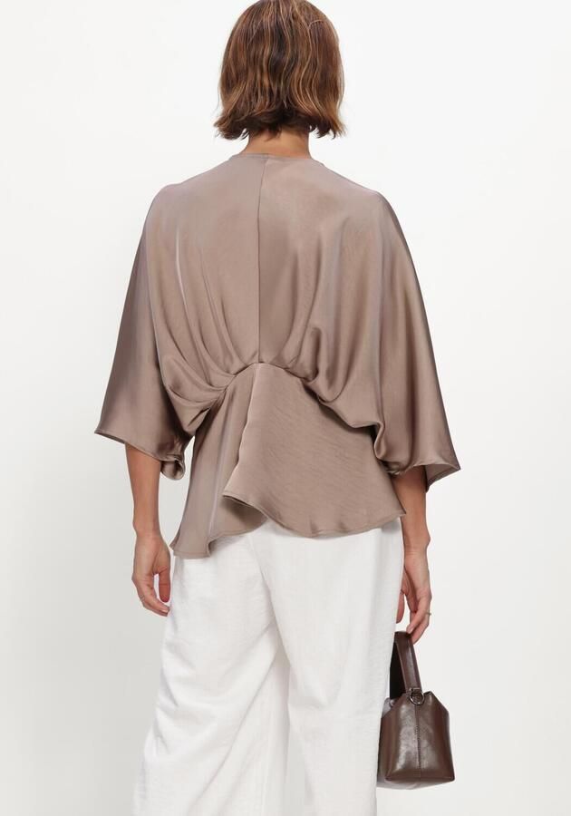 NEO NOIR Dames Blouses Rivina Heavy Sateen Blouse Taupe - Foto 3