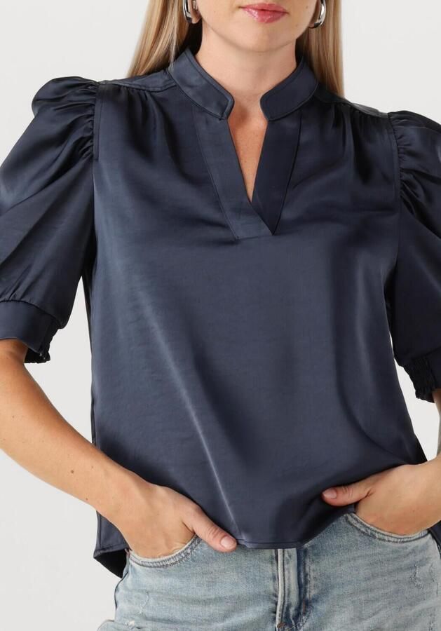 NEO NOIR Dames Blouses Roella Heavy Sateen Blouse Donkerblauw - Foto 2