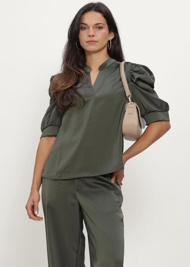 NEO NOIR Regular fit blouse van satijn met pofmouwen model 'Roella'