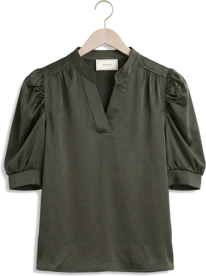 NEO NOIR Regular fit blouse van satijn met pofmouwen model 'Roella' - Foto 2