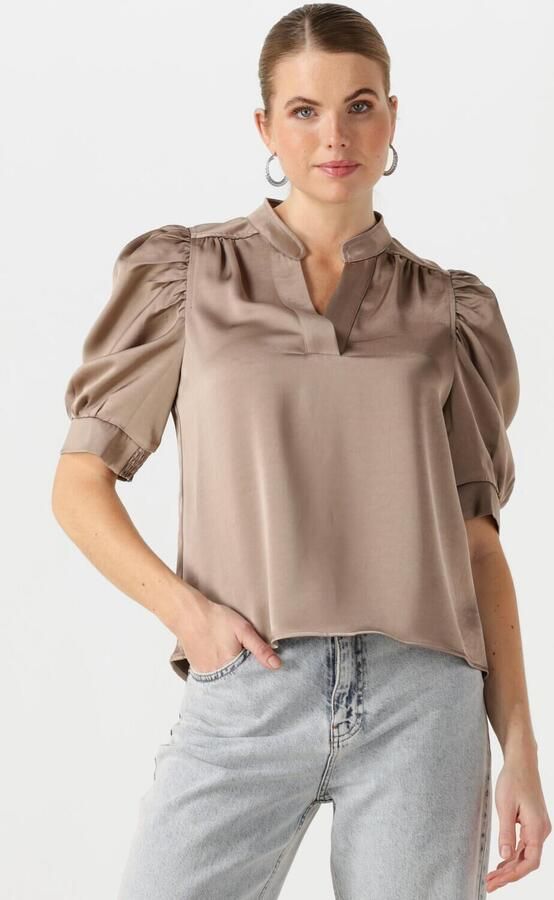 NEO NOIR Dames Blouses Roella Heavy Sateen Blouse Taupe - Foto 4
