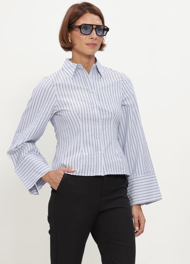 NEO NOIR Dames Blouses Rosa Striped Crepe Shirt Lichtblauw