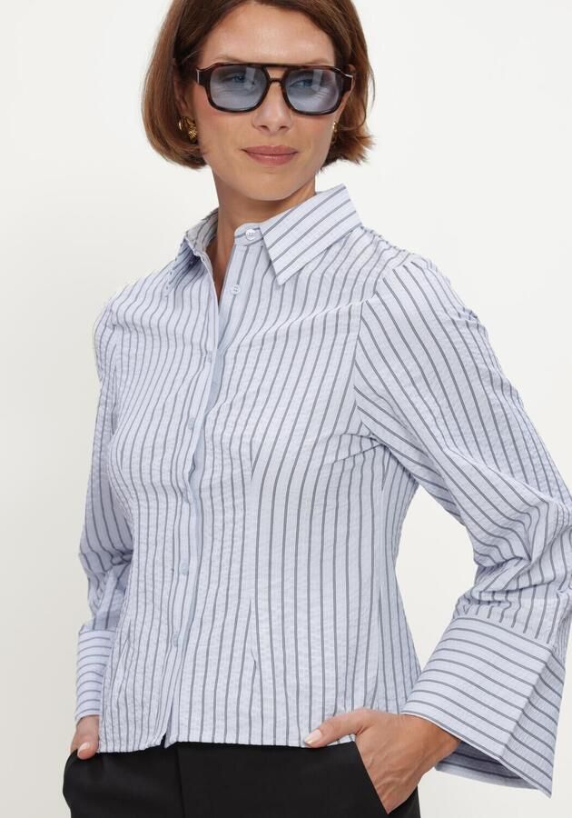 NEO NOIR Dames Blouses Rosa Striped Crepe Shirt Lichtblauw - Foto 4