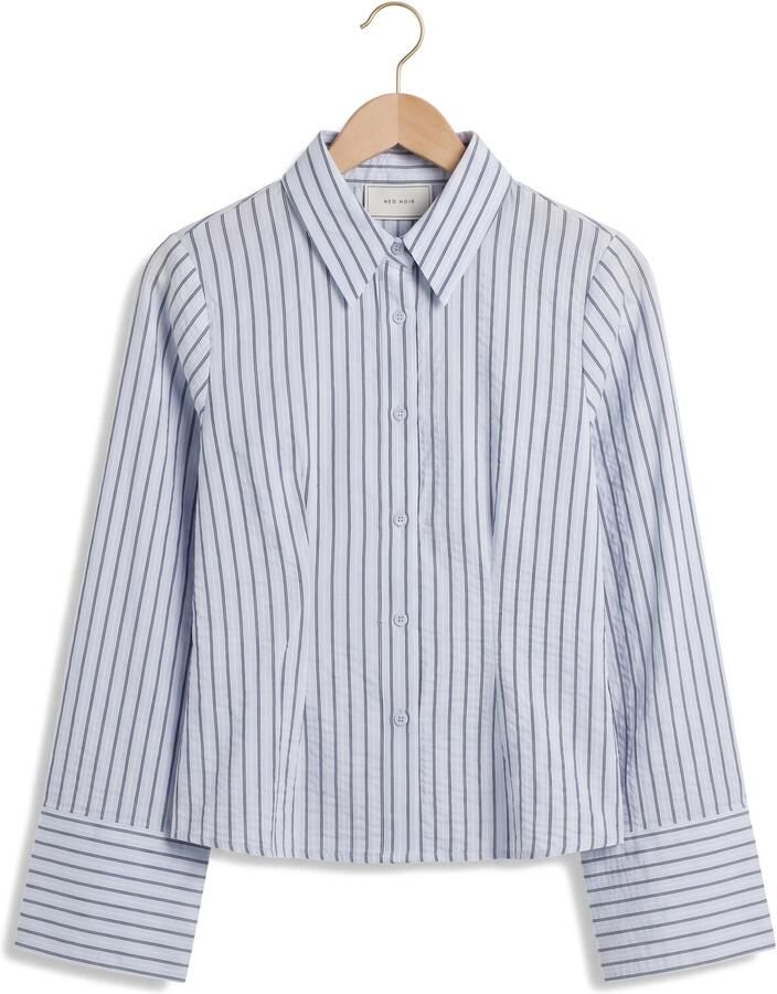 NEO NOIR Dames Blouses Rosa Striped Crepe Shirt Lichtblauw - Foto 2