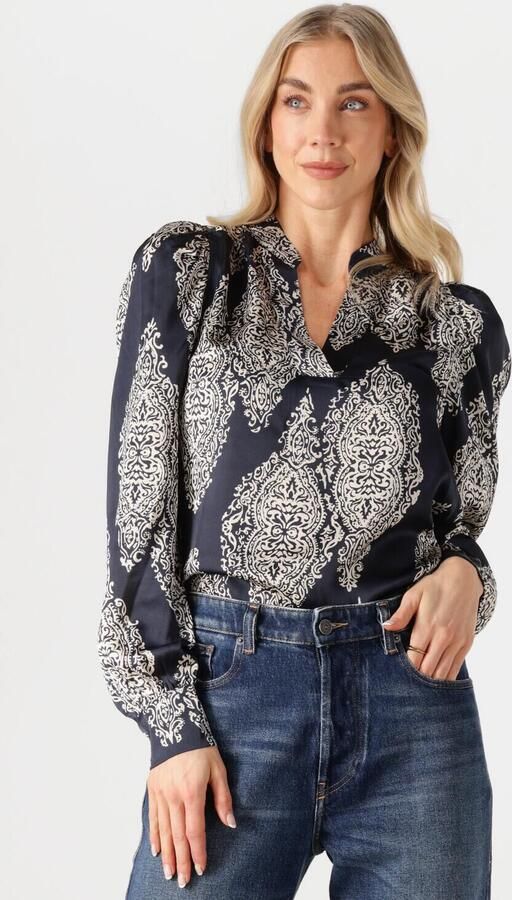 NEO NOIR Dames Blouses Rosslyn Paisley Drop Blouse Donkerblauw - Foto 4