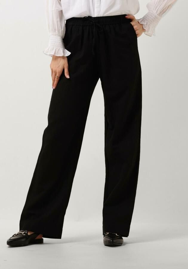 NEO NOIR Sonar Linnen Broek met Wijde Pijpen Black Dames