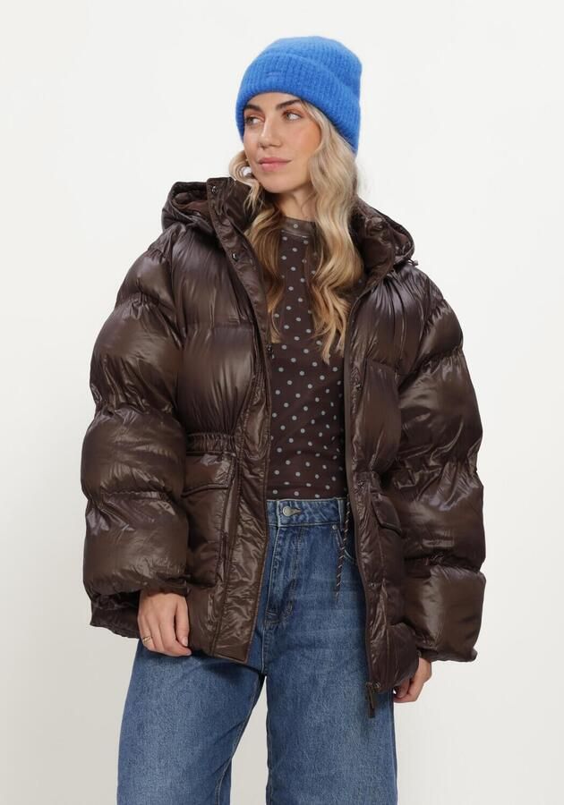 NEO NOIR Dames Jassen Clotilde Shiny Puffer Jacket Bruin