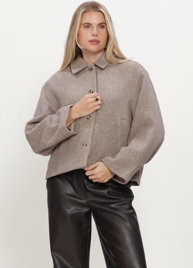 NEO NOIR Dames Jassen Hamra Herringbone Twill Jacket Taupe