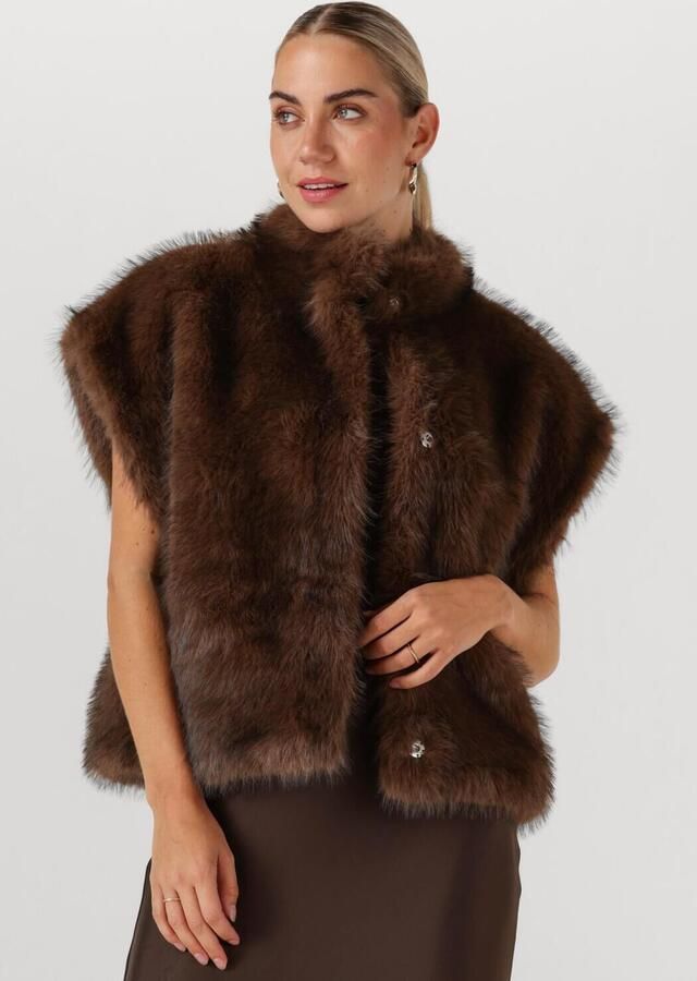 NEO NOIR Dames Jassen Kevini Faux Fur Vest Bruin - Foto 4