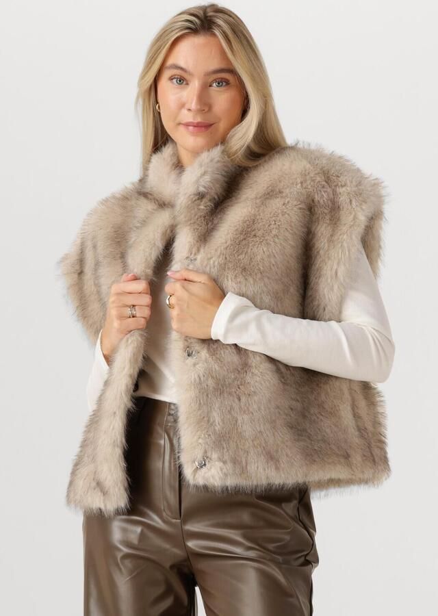 NEO NOIR Dames Jassen Kevini Faux Fur Vest Taupe - Foto 4