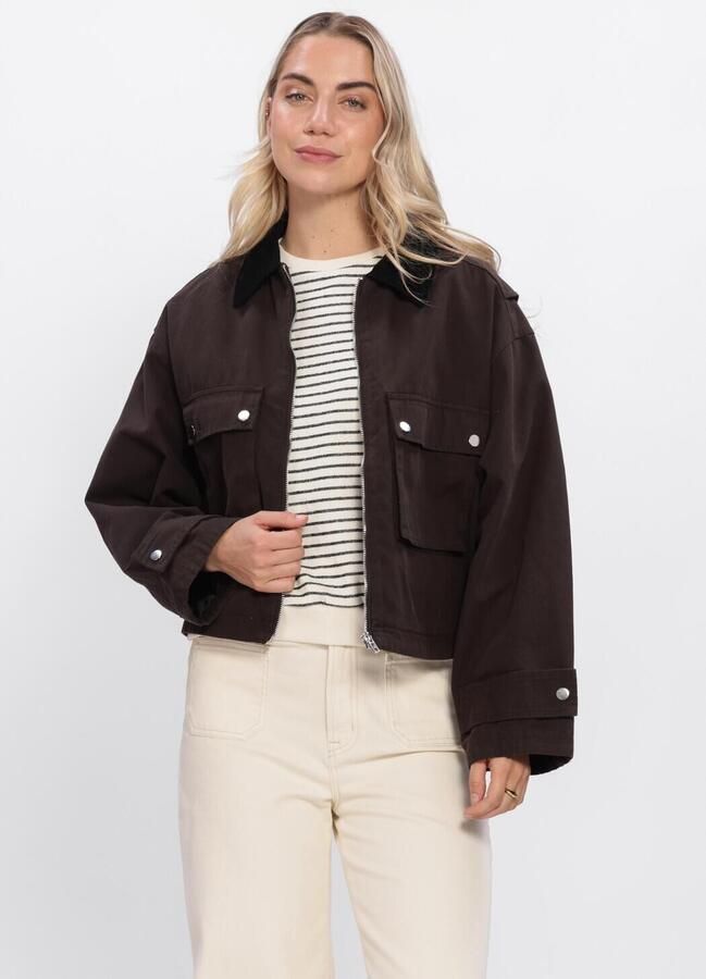 NEO NOIR Dames Jassen Rivera Canvas Boxy Jacket Bruin