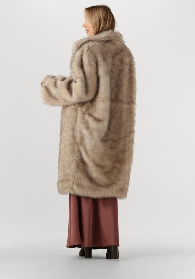 NEO NOIR Dames Jassen Stephanie Faux Fur Long Jacket Beige
