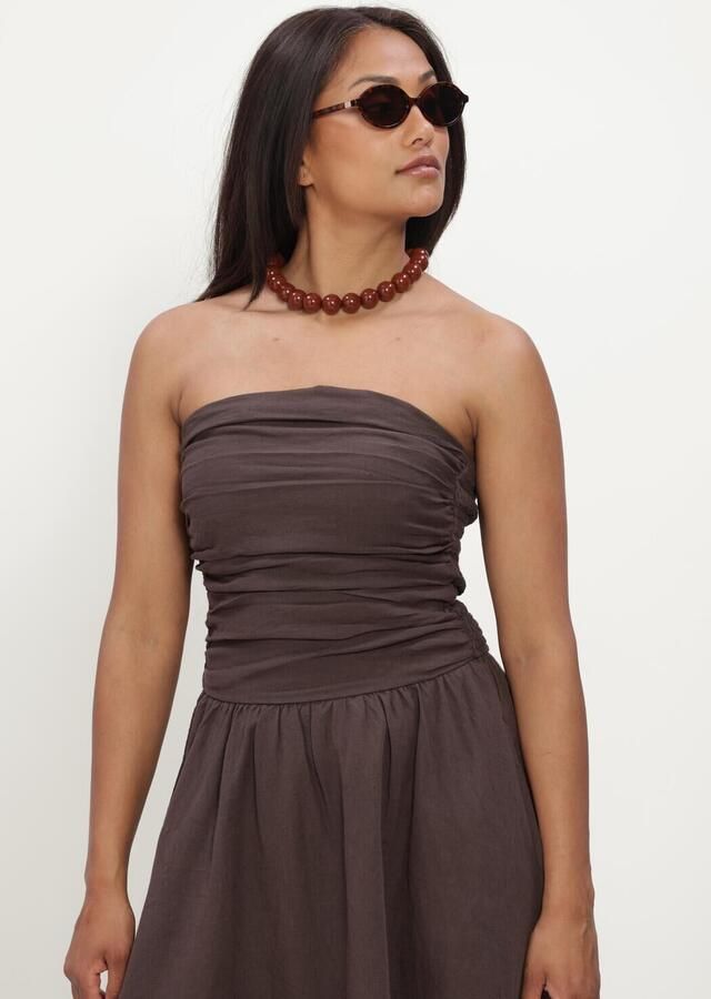 NEO NOIR Dames Jurken Kima Linen Dress Bruin - Foto 2