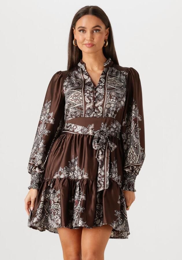 NEO NOIR Dames Jurken Malfida Paisley Border Dress Bruin