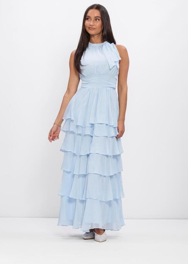 NEO NOIR Dames Jurken Marli Solid Chiffon Dress Lichtblauw