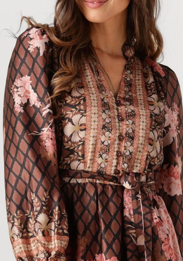 NEO NOIR Dames Jurken Nova Botanical Border Dress Bruin - Foto 3