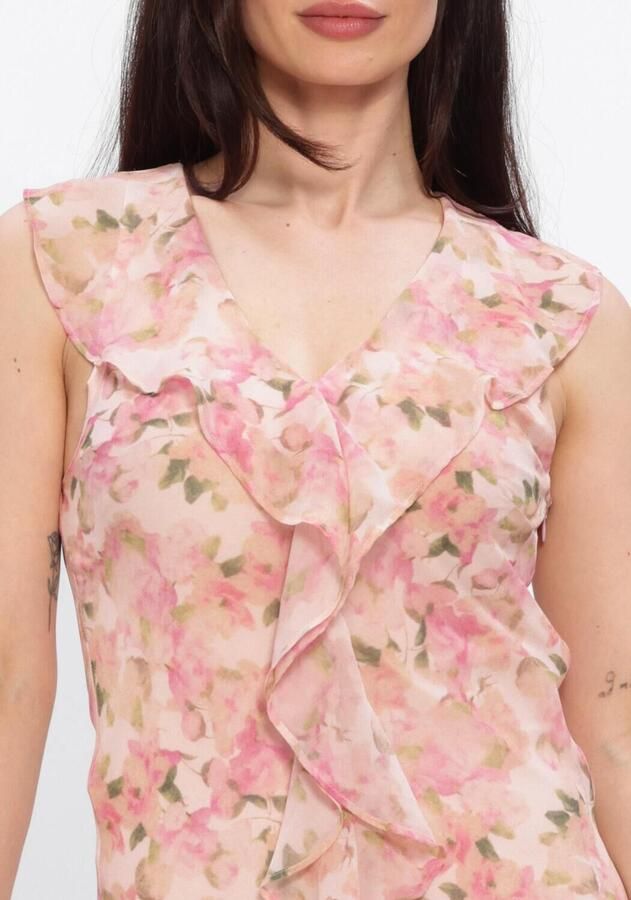 NEO NOIR Dames Jurken Zella Chiffon Print Dress Roze - Foto 3