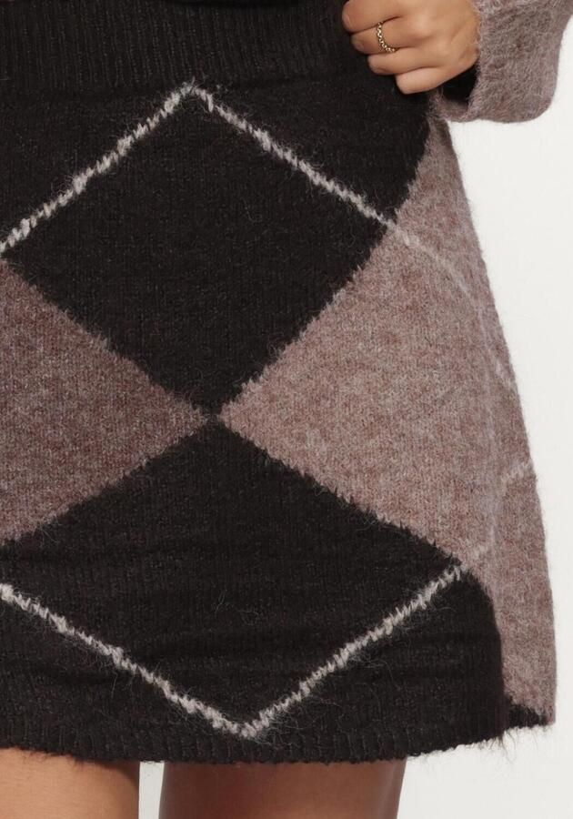 NEO NOIR Dames Rokken Gisa Check Fluff Knit Skirt Bruin - Foto 4