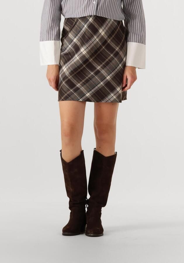 NEO NOIR Dames Rokken Lunna Check Skirt Bruin - Foto 1
