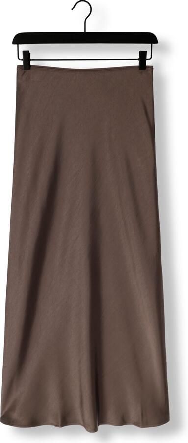 NEO NOIR Flatterende Bias Gesneden Sateen Rok Brown Dames - Foto 4