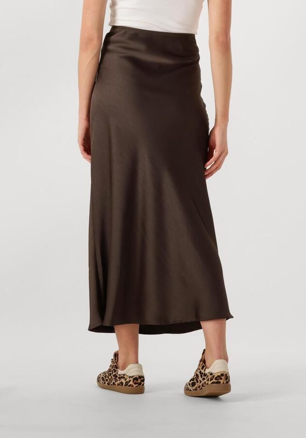 NEO NOIR Flatterende Bias Gesneden Sateen Rok Brown Dames - Foto 2