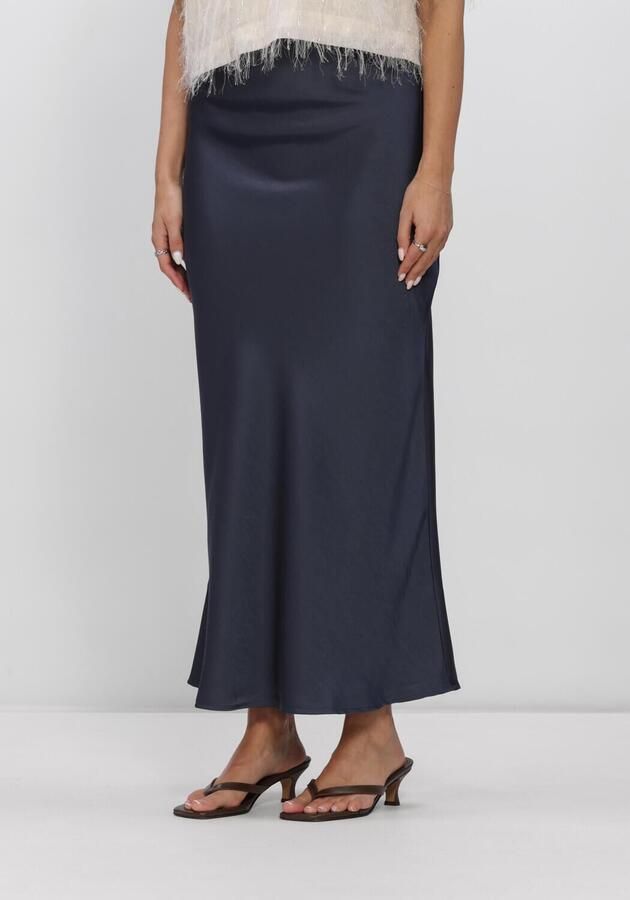 NEO NOIR Midnight Blue Sateen Rok Flatterende Pasvorm Blue Dames