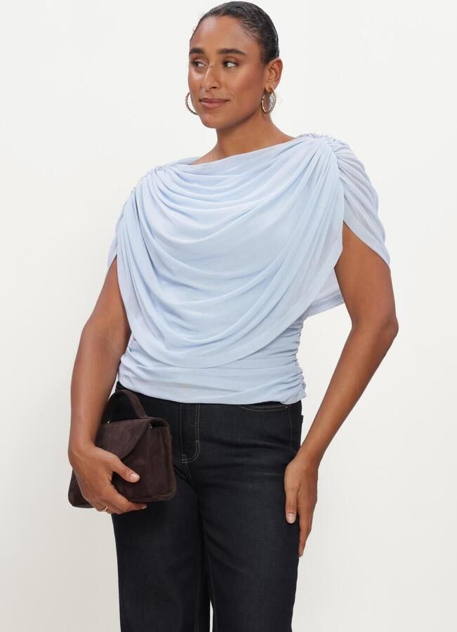 NEO NOIR Dames Tops & T-shirts Cottuna Drapy Mesh Top Lichtblauw