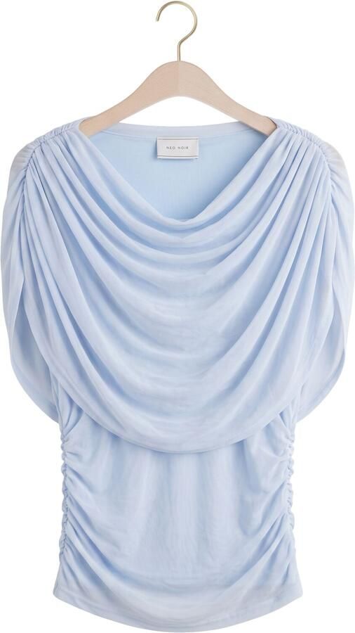 NEO NOIR Dames Tops & T-shirts Cottuna Drapy Mesh Top Lichtblauw - Foto 4