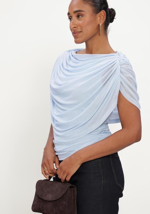 NEO NOIR Dames Tops & T-shirts Cottuna Drapy Mesh Top Lichtblauw - Foto 3