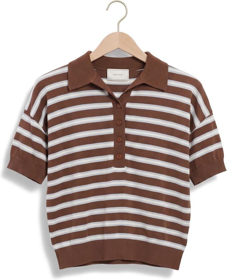 NEO NOIR Dames Tops & T-shirts Emira Knit Polo Top Bruin - Foto 2