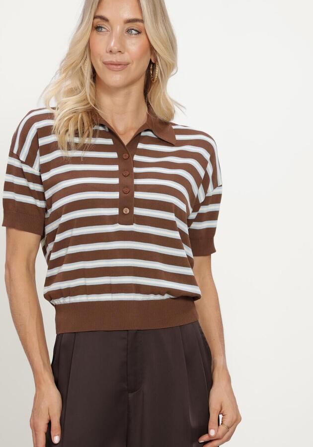 NEO NOIR Dames Tops & T-shirts Emira Knit Polo Top Bruin - Foto 4