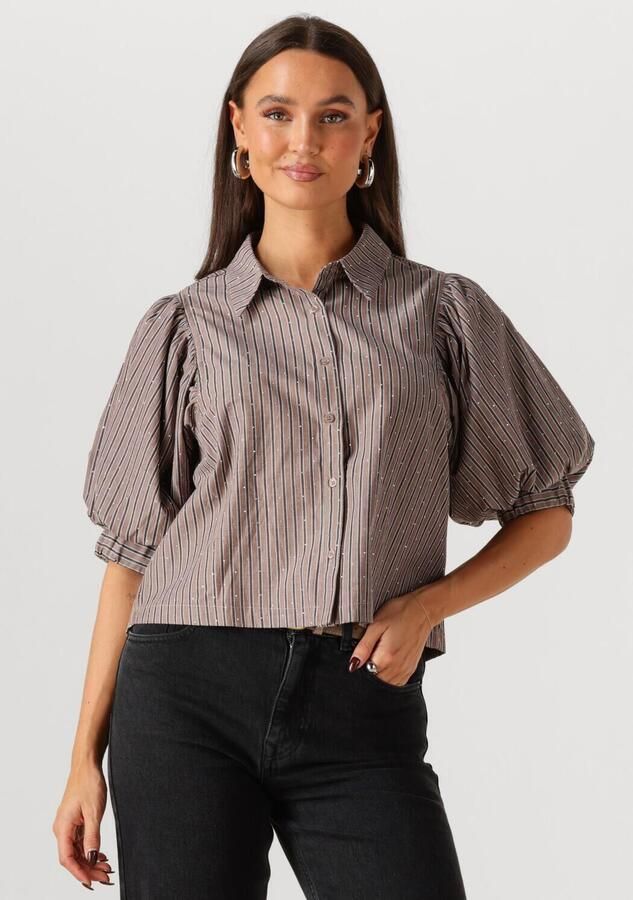 NEO NOIR Dames Tops & T-shirts Etta Soft Stripe Stone Shirt Taupe - Foto 4