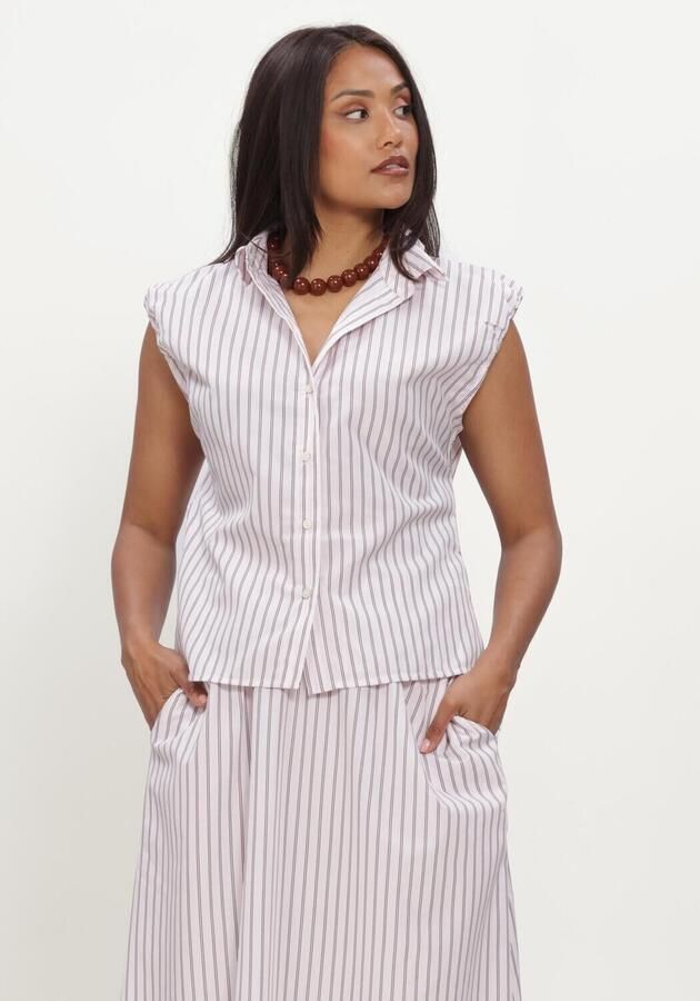NEO NOIR Dames Tops & T-shirts Isella Double Stripe Top Lichtroze