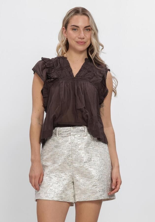 NEO NOIR Dames Tops & T-shirts Jayla S Voile Top Bruin
