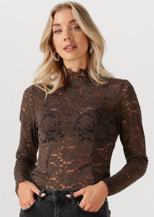 NEO NOIR Dames Tops & T-shirts Liza Laceflower Blouse Bruin