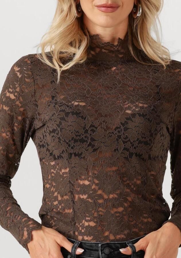 NEO NOIR Dames Tops & T-shirts Liza Laceflower Blouse Bruin - Foto 2