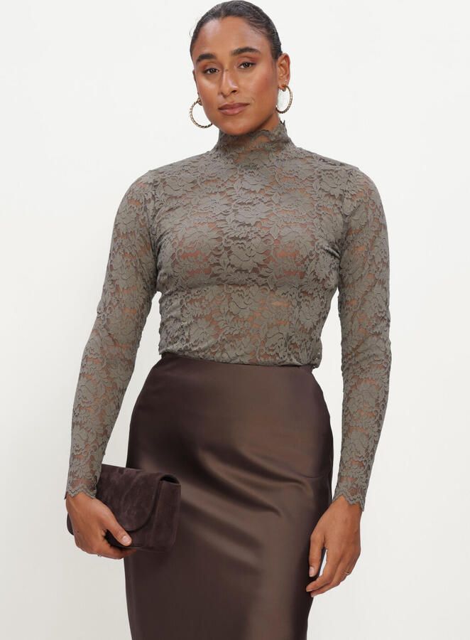 NEO NOIR Dames Tops & T-shirts Liza Laceflower Blouse Groen